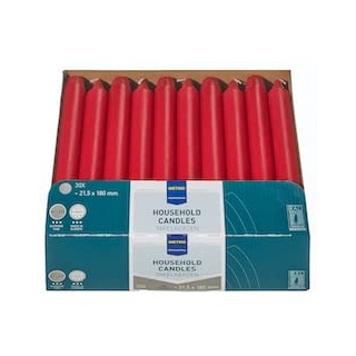 Metro Professionell Tafelkerzen | 30 Stück, bordeaux | Ø 21,5mm (180mm lang) | 6h Brenndauer | Gastronomiebedarf | Gastronomiekerzen | Gerade Kerzen | Household Candles | Made in Europe