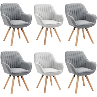 MEUBLE COSY Esszimmerstühle Drehbar 6er Set Küchenstuhl Polsterstuhl Drehstuhl mit Armlehne Sessel Schminkstuhl aus Stoff Massivholzbeine für Esszimmer Wohnzimmer Arbeitszimmer, Bunt