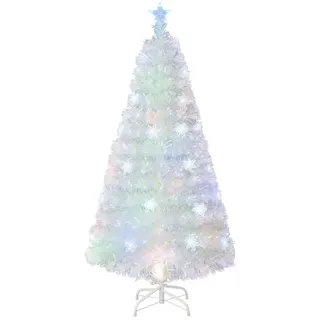Costway Weihnachtsbaum Künstlich mit Beleuchtung Weiß 210 cm