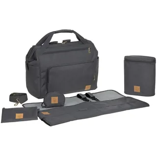 Lässig Baby Zwillingstasche Wickeltasche Babytasche mit Rucksackfunktion inkl. Wickelzubehör/Goldie Twin Bag, anthrazit, 1 Stück (1er Pack)