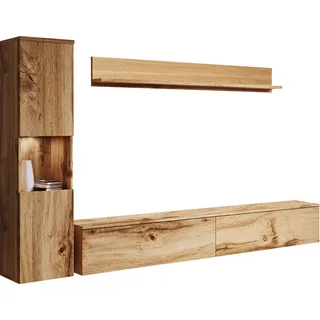 INOSIGN Wohnwand »PARIS«, (Komplett-Set, 3 St.), TV-Wand 220cm breite, grifflose Design, stehend und hängend montierbar braun