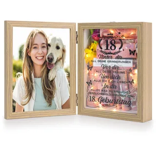 ZEEYUAN Geldgeschenke 18. Bilderrahmen Geschenke zum 18 Geburtstag Mädchen Junge Led Bilderrahmen 10x15 Geburtstag 18 Geburtstagsgeschenk Geld Rahmen Geschenkideen