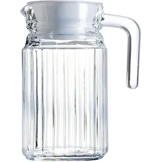 MGE - Wasserkrug mit Deckel 600 ml - Saftkrug - Karaffe mit Ausgießer - Glaskaraffe - Wasserkaraffe - Sprudelwasser - Glas Krug mit Kristallgriff für Milch, Rotwein, Kaltes Wasser, Fruchtsaft