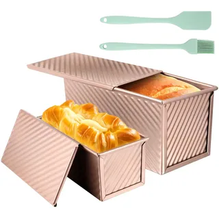 Brotbackform mit Deckel, Rechteckig Roségold, Toastbrot Backform Set,Toast Brot Backform Set,4PCS Antihaft Brot Toastform mit Deckel,Brot backen Zubehör für Brot, Kuchen