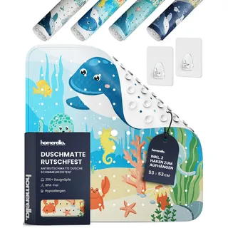 homerella Duschmatte rutschfest 53x53cm Antirutschmatte Dusche inkl 2 Haken