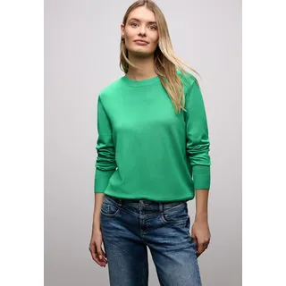 Strickpullover STREET ONE, Damen, Gr. 40, arcadia grün, Strick, Obermaterial: 86% Viskose, 14% Polyester, unifarben, tailliert hüftbedeckend, Rundhals, Bündchen, Pullover Strickpullover, aus Viskosemix