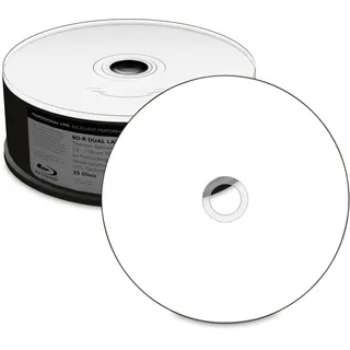 MediaRange BD-R 50GB 6X Speed, Thermo Retransfer Fullsurface Printable, Proselect White, Wide Sputtered, Cake 25 pack (25 x), Optischer Datenträger
