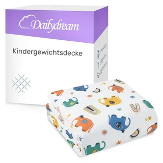 nivion gmbh Gewichtsdecke für Kinder aus 100% Baumwolle, Edition Elefant | 3,2KG | 104x150cm | Gewichtete Decke