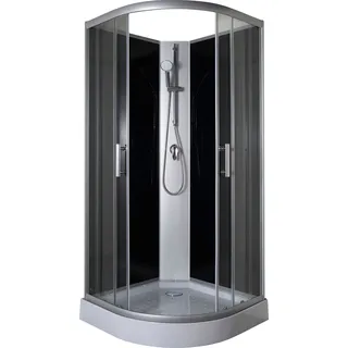 SANOTECHNIK RIO Black Komplettdusche mit Schiebetür 90 x 204 cm schwarz/Klarglas