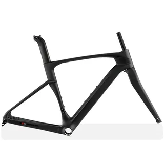 HIMALO Carbon Gravel Fahrrad Rahmensatz 700c Rennrad Rahmen 45/48/51/54cm Leichtgewicht Scheibenbremse Rahmenset Steckachse F12x100mm/R12x142mm Interne Verlegung (Color : Black, Size : 48CM)