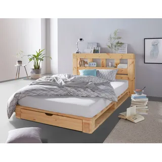 OTTO home Palettenbett »"ALASCO " BESTSELLER! Mit Schublade« zertifiziertes Massivholz, erweiterbar zum Doppel- oder Familienbett, beige
