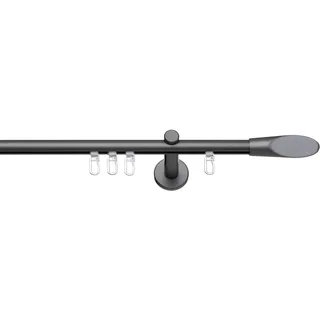 Gardinenstange INDEKO "Marbella" Gr. 4, schwarz (anthrazit, schwarz), L:240cm Ø:16mm, Aluminium, Gardinenstangen, Gardinenstange, Innenlauf Komplett-Set inkl. Gleitern und Montagematerial