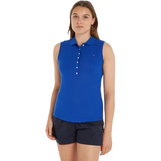 Tommy Hilfiger SLIM COLLAR DETAIL POLO NS Kurzarm Poloshirts Damen, Blau (Ultra Blue), L