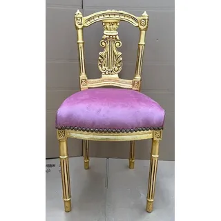 Casa Padrino Barock Damen Stuhl Rosa / Gold - Handgefertigter Antik Stil Schminktisch Stuhl - Schlafzimmer Möbel im Barockstil - Barock Möbel