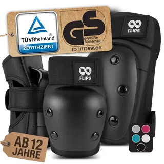 99FLIPS Inliner Schoner Erwachsene mit GS [6er Set] DIVE - M in Schwarz - Schoner Inliner Damen schützer erwachsene - Knieschoner Kinder 12 Jahre protektoren Skateboard