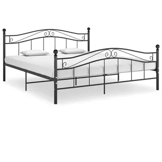 vidaXL Bett mit Lattenrost Metallbett Bettgestell Doppelbett Schlafzimmerbett Ehebett Bettrahmen Schlafzimmermöbel Schwarz Metall 140x200cm