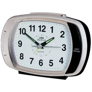 UMR UMR Quarzwecker schwarz-silber mit mechanischer Glocke oder elektrischem Ton - Weiß