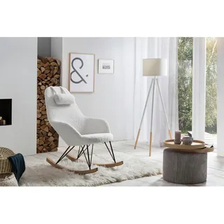 Livetastic Schaukelstuhl , Weiß , Holz , Esche , vollmassiv , 67x107x105 cm , Wohnzimmer, Sessel, Polstersessel
