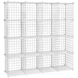 Hansiro Steckregalsystem Diy-Würfelregal , Weiß , Kunststoff , 31x123x123 cm , Wohnzimmer, Regale, Bücherregale