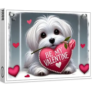 raxxa Premium-Puzzle "Süßer Valentinstags-Hund mit Herz", 1000 Teile