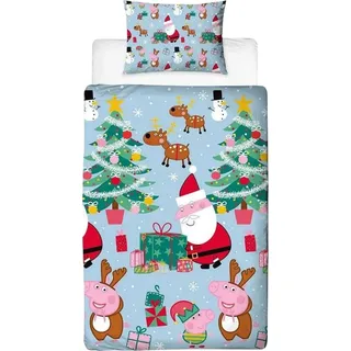 Peppa Pig - Weihnachtsmann Bettwäsche, wendbar TC635 (Einzelbett) (Blau/Rot) - Blau