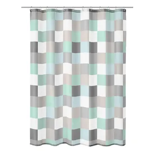 KLEINE WOLKE Duschvorhang Check 180 x 200 cm blau