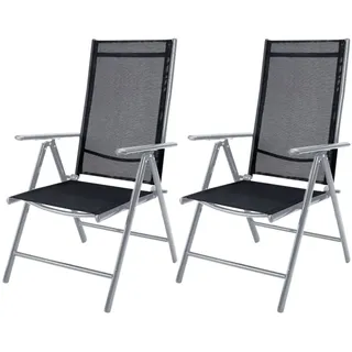 Gartenstuhl Hochlehner klappbar Bern 2er-Set Silber Alu verstellbar