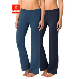 Jazzpants VIVANCE ACTIVE, Damen, Gr. 40/42, N-Gr, blau (1x jeans, 1x denim), Single Jersey, Obermaterial: 60% Baumwolle, 35% Polyester, 5% Elasthan, unifarben, Basic, Basic lang, Hosen Jazzpants, mit leicht ausgestelltem Bein, Loungewear, Topseller