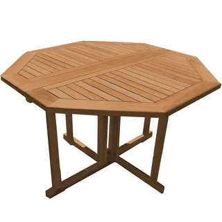 Teako Design Klapptisch Teakholz Rund Savona Massivholz Wetterfest – Outdoor Garten Balkon Terrasse, klappbar (80 cm x 80 cm x 75 cm)