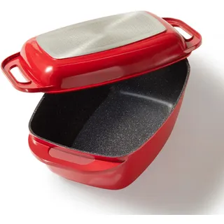 Stoneline Xxl Bräter , Rot , Metall , 26x17.4x43 cm , Kochgeschirr, Töpfe, Bräter