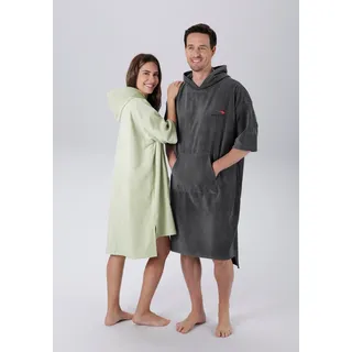 Badeponcho KANGAROOS "Summer, ideal für Sauna, Spa & im Urlaub, Damen & Herren" Gr. S, grau (anthrazit), S/M, Baumwolle, Hausmäntel, Badeponcho, Surfponcho, mit Bauchtasche, 100% Baumwolle, Frottee