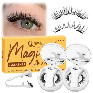 Magnetische-Wimpern Kein Kleber erforderlich 2 Parr, klein und tragbar Magnet-Wimpern leicht zu verstauen, Wimpern-Magnetisch natürlicher Look mit Applikator einfach zu bedienen (NZ-A+D)