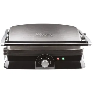 HKoenig Grill Gr20 Schwarz und Silber, Panini Press , Silberfarben , Metall , 15x12.3x33.2 cm , Kochgeschirr, Tischgrills & Fondues, Raclette-Grills