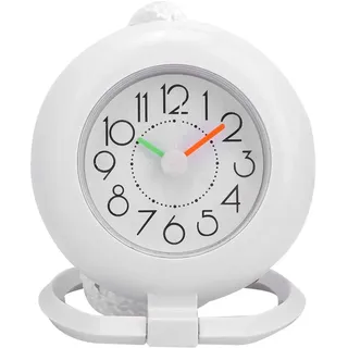 Nikou Badezimmeruhr, Analoge Badezimmer Uhr wasserdichte Hängende Tischuhr, Duschuhr mit Handtuchaufhängung Küchenuhr Digitaluhr für Bad, Küche, Heimdekoration (Weiß)