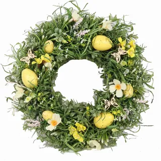 Frühlingskranz , Gelb, Grün , Kunststoff, Naturmaterialien , Dekoration, Blumen & Blumentöpfe, Kunstpflanzen