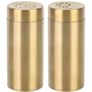 VIFERR Salz und Pfefferstreuer Set, 2 Stück Gewürzstreuer Edelstahl Gewürzglas Salzstreuer Klein Gewürzflaschen für Küche, Grill, Camping, Restaurant, Gold
