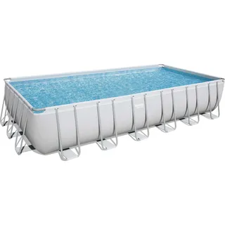 Bestway® Power SteelTM Frame Pool Komplett-Set mit Filterpumpe 732 x 366 x 132 cm , lichtgrau, eckig - Grau