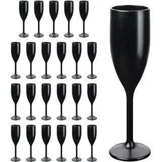 Schramm® Mehrweg Sektgläser in schwarz wählbar 6, 12, 24 oder 48 Stück 150 ml Champagner Glas Sektflöten Sektkelch Stielglas Champagner Gläser Fassungsvermögen, Größe:24 Stück