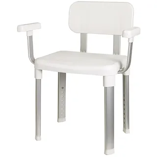 Weinberger Duschhocker höhenverstellbar 43-53 cm mit Rückenlehne & Armlehnen | Belastbar bis 150 kg | 3,7 kg leicht, rutschfest & modern | Duschstuhl für Senioren für mehr Sicherheit im Bad