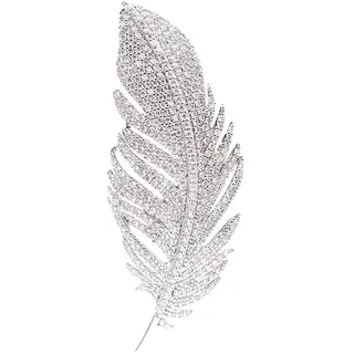 Strass-Feder-Brosche für Damen und Herren Mode Kristall zarte Blatt-Broschen Anstecknadeln elegantes Kleid Accessoires Schmuck Boutonniere Corsage für Hut Tasche Anzug Krawatte Hochzeit Geburtstag