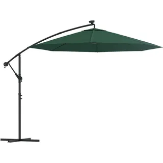 vidaXL Sonnenschirm Ampelschirm mit LED-Beleuchtung 300 cm Metallmast - Grün
