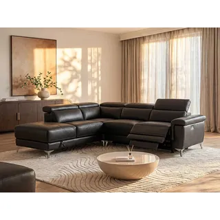 Relaxsofa Ecksofa Leder elektrisch - Ecke Links - Anthrazit - PASCALINE