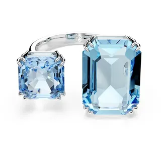 Swarovski Millenia Offener Ring, Blauer, Rhodinierter Damenring mit Strahlenden Kristallen im Oktagon- und Square-Schliff