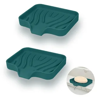 YoHyien 2 Stück Silikon Seifenschale mit Ablauf, Seifenschale Dusche, Seifenhalter Badewanne, Seifenablage Waschbecken, Seifenschalen für Badezimmer, Küche und Zähler (Rosa)