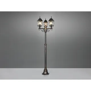 LED Mastleuchte 3-flammig Rostoptik, Gartenkandelaber Gartenbeleuchtung H: 200cm
