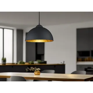 Retro LED Pendelleuchte Ø31cm in schwarz/gold Hängelampe für Esszimmer Flurlampe - Weiß