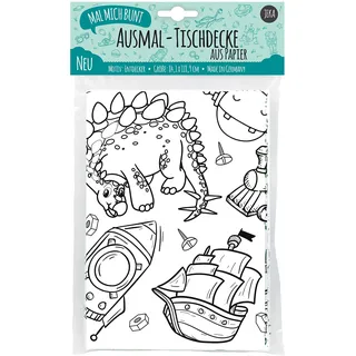Papier-Tischdecke zum Ausmalen, Motiv Entdecker, Ausmalbilder Jungen, Ausmalen Dino, Kindergeburtstag Deko, bemalbare Tischdecke, Mal Mich Bunt
