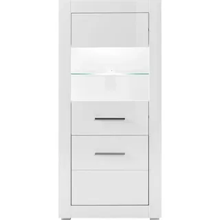 Vitrine HOME AFFAIRE "Bianco, moderne Standvitrine, Vitrinenschrank, Glasvitrine", weiß (weiß matt, weiß mdf hochglanz), B:65cm H:142cm T:35cm, FSC-zertifizierter Holzwerkstoff, Schränke, Vitrine, silberne Metallgriffe, ausreichend Stauraum, zeitlos, 142 cm hoch