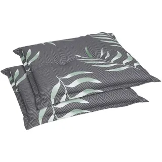 Gartensitzkissenset , Anthrazit , Textil , 2-teilig , Blätter , Füllung: Schaumstoff, Vlies , 50x7x50 cm , Oeko-Tex® Standard 100 , pflegeleicht, hochwertige Qualität, langlebig, für den Außenbereich geeignet , Gartenmöbel, Gartenpolster & Auflagen, Gartenkissen