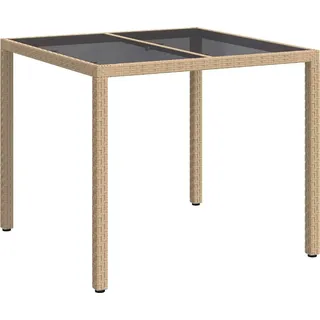vidaXL Gartentisch Beige 90 x 90 x 75 cm Poly-Rattan - Beige